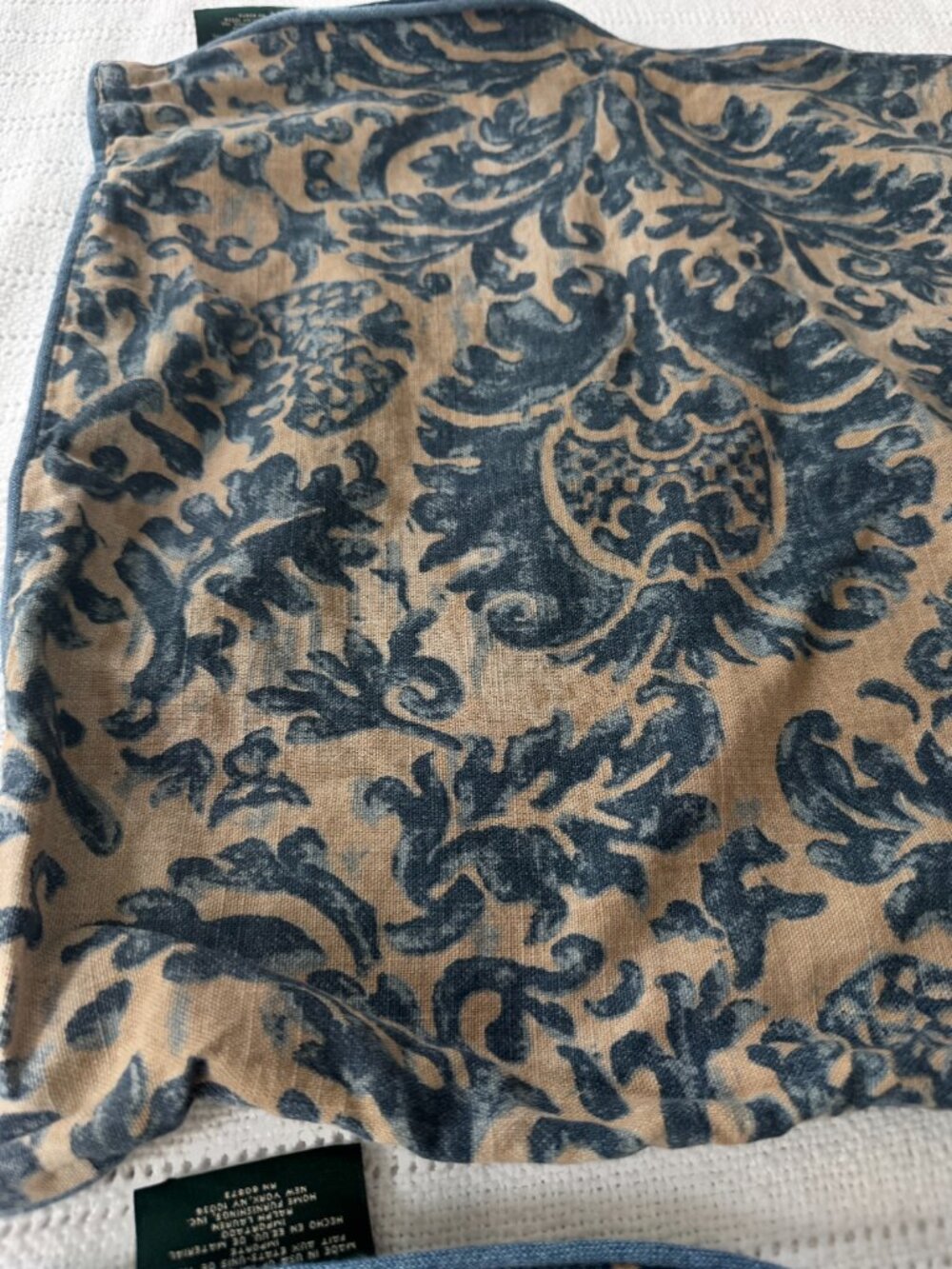 Ralph Lauren 2 BLUE DAMASK The LANDING DECORATIVE PILLOW SHAMS